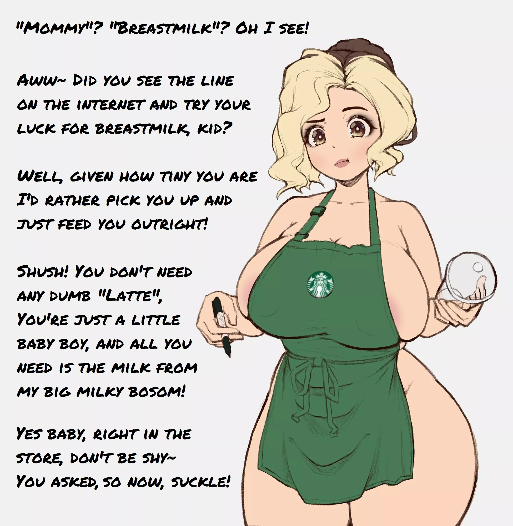 You just thought it'd be funny, you didn't think she'd humiliate you like this... [Lactation] [Breastmilk] [Breastmilk Latte Meme]