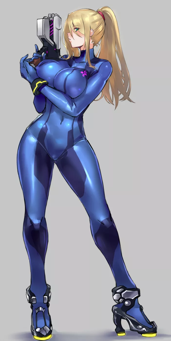 Zero Suit Samus At The Ready (Negresco) [Metroid]